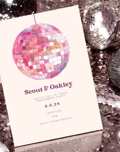 Scout Disco Ball Engagement Invitation - Ivy and Gold Wedding Stationery