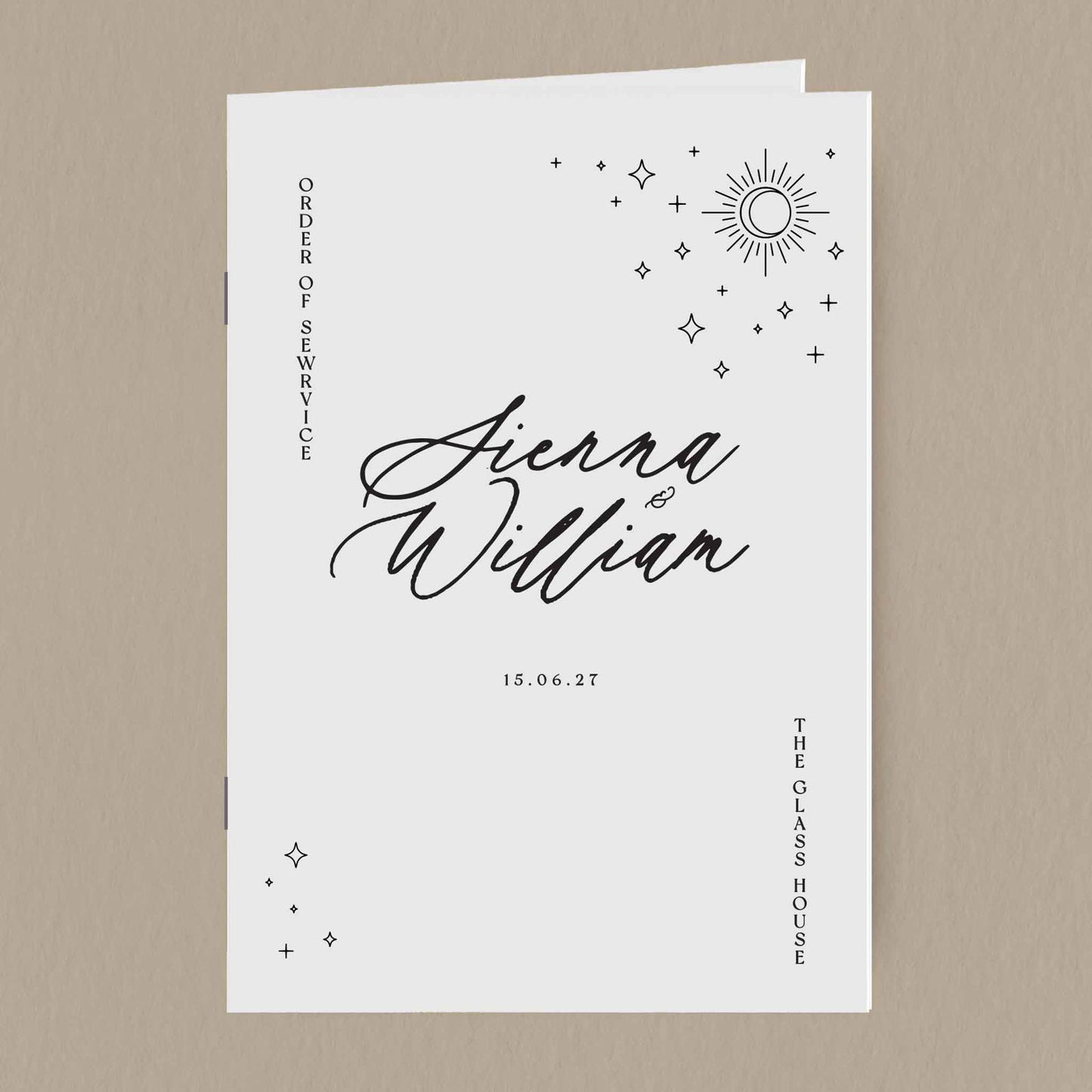 Sienna Order Of Service  Ivy and Gold Wedding Stationery   
