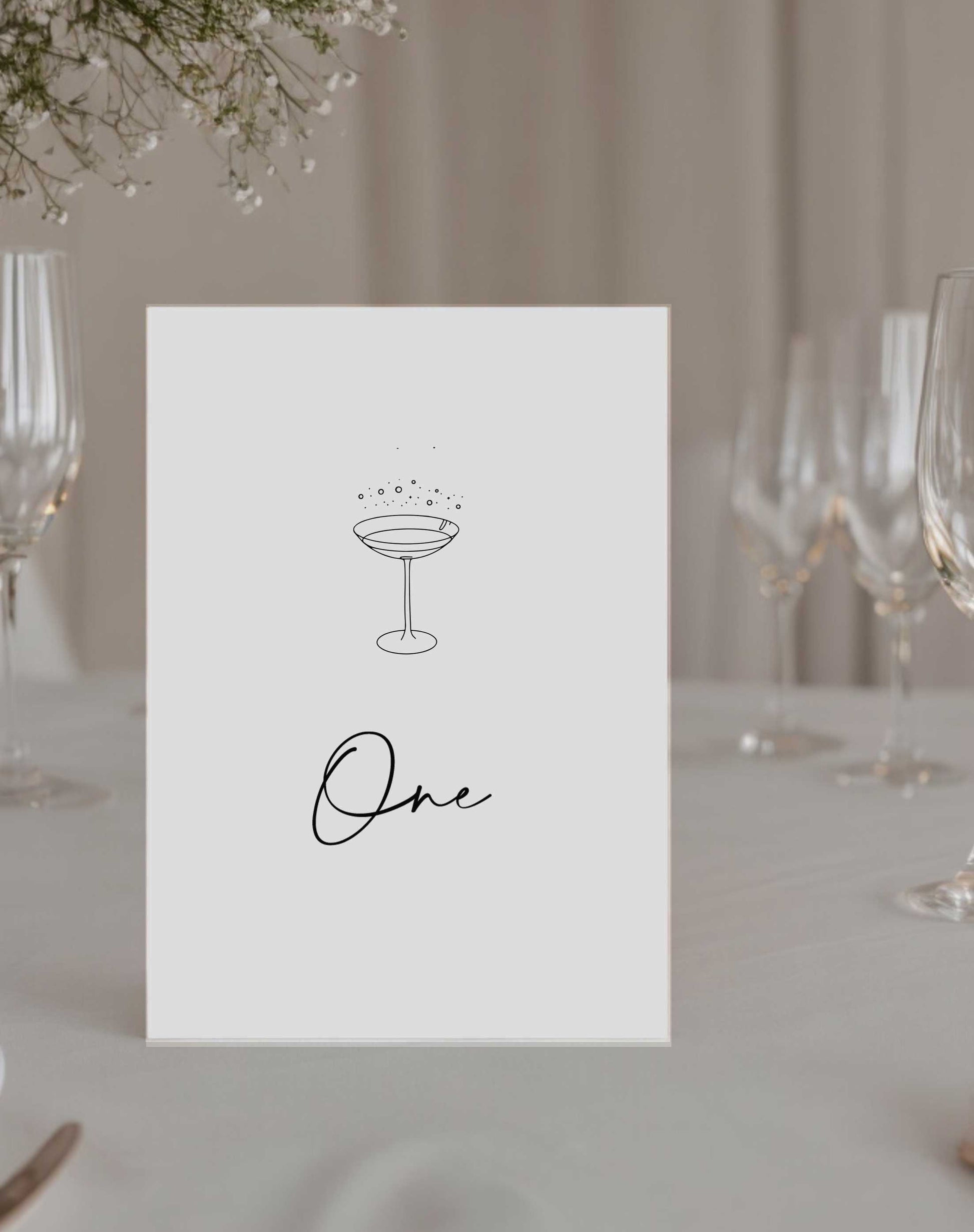 Skye | Champagne Table Number - Ivy and Gold Wedding Stationery