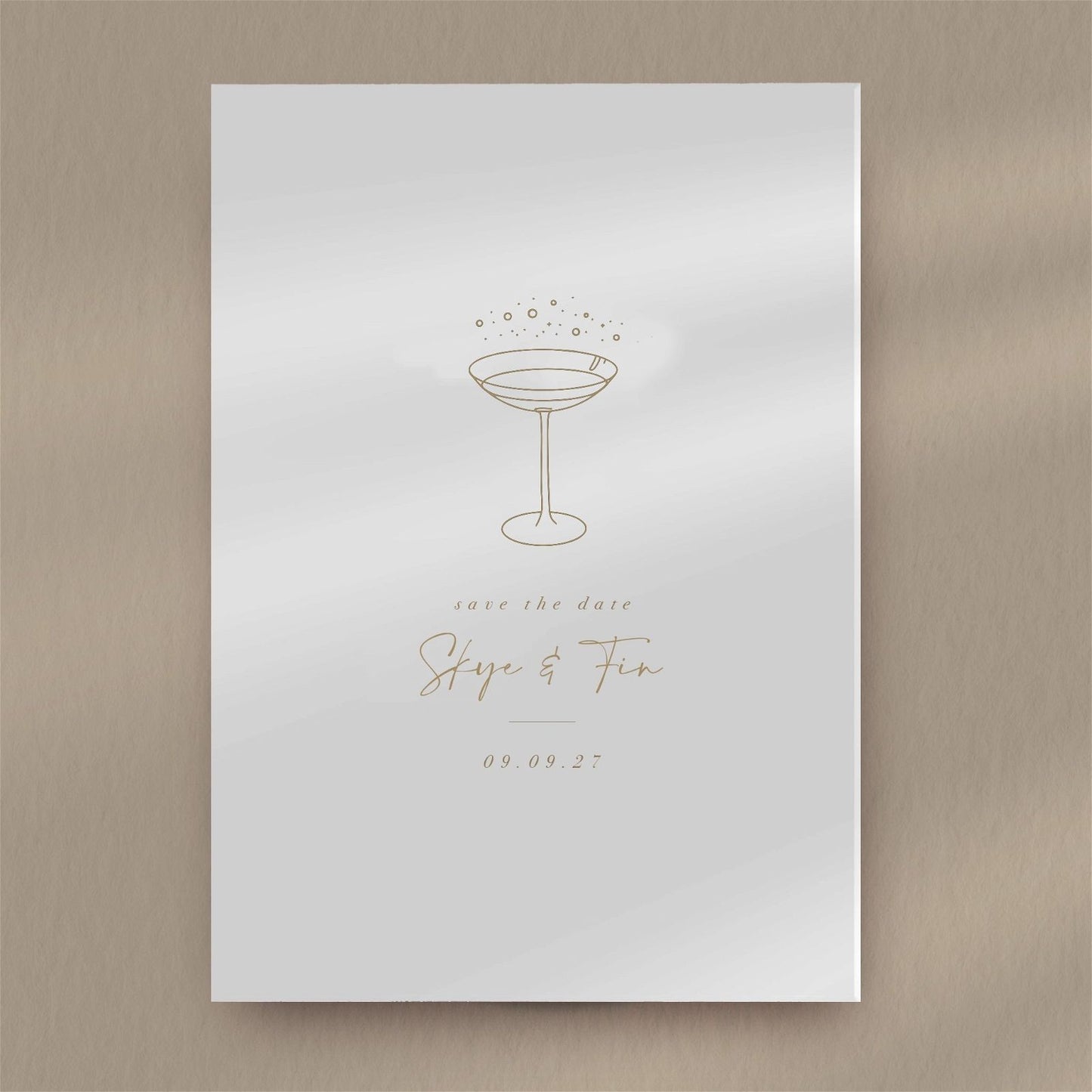 Skye | Champagne Save The Date  Ivy and Gold Wedding Stationery   