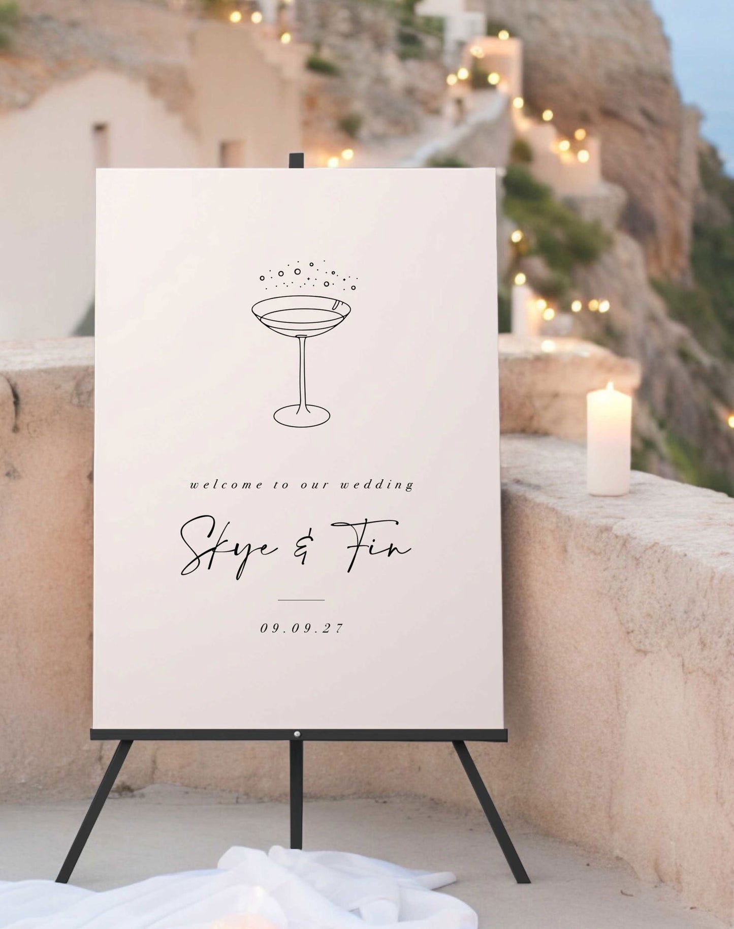 Skye | Champagne Welcome Sign - Ivy and Gold Wedding Stationery -  