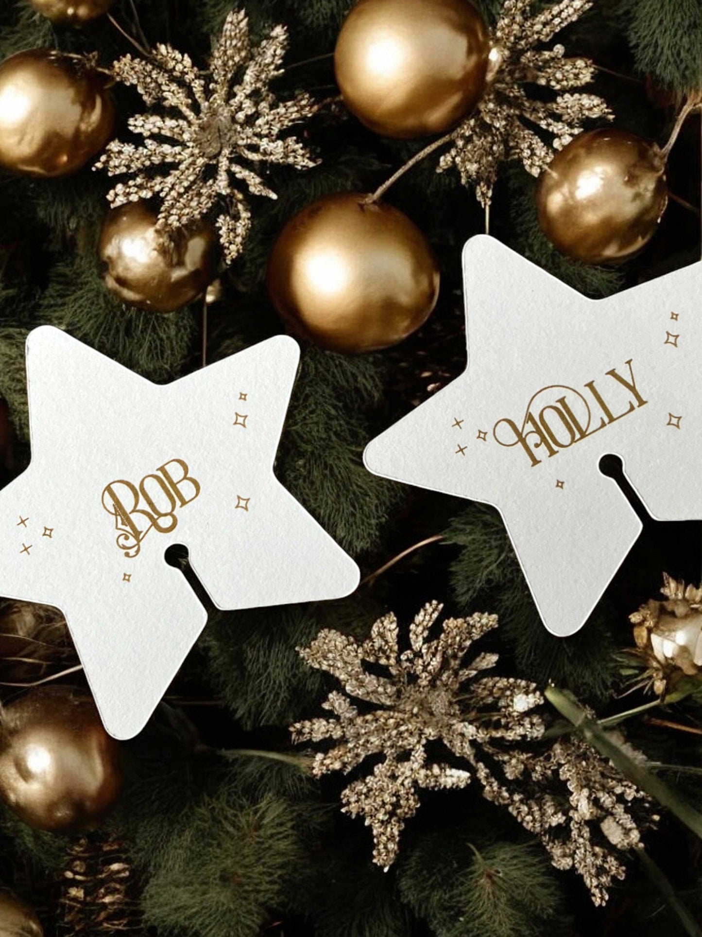 Christmas Star Place Cards - Ivy and Gold Wedding Stationery