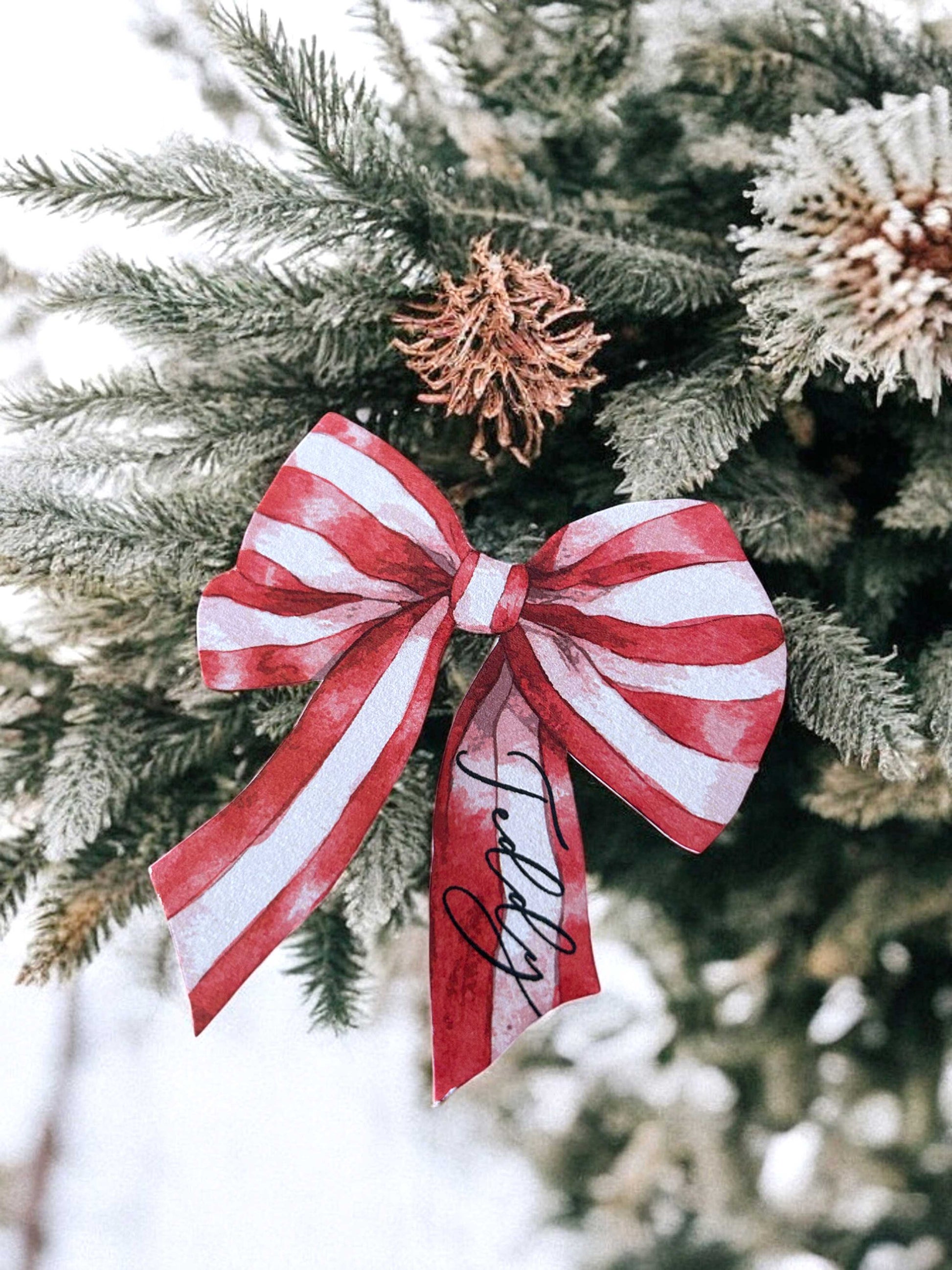 Candy Cane Ribbon Place Cards - Ivy and Gold Wedding Stationery