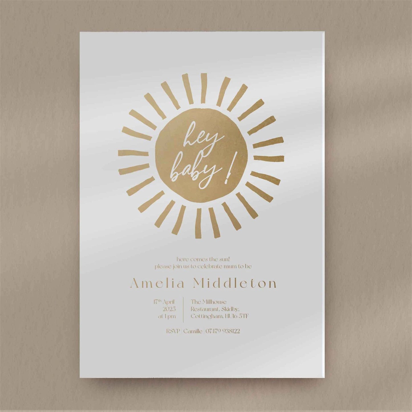 Sun Baby Shower Invite  Ivy and Gold Wedding Stationery   