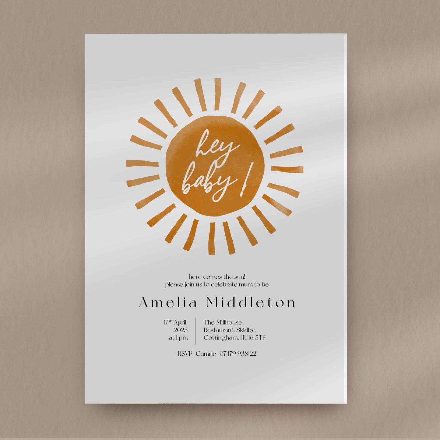 Sun Baby Shower Invite  Ivy and Gold Wedding Stationery   