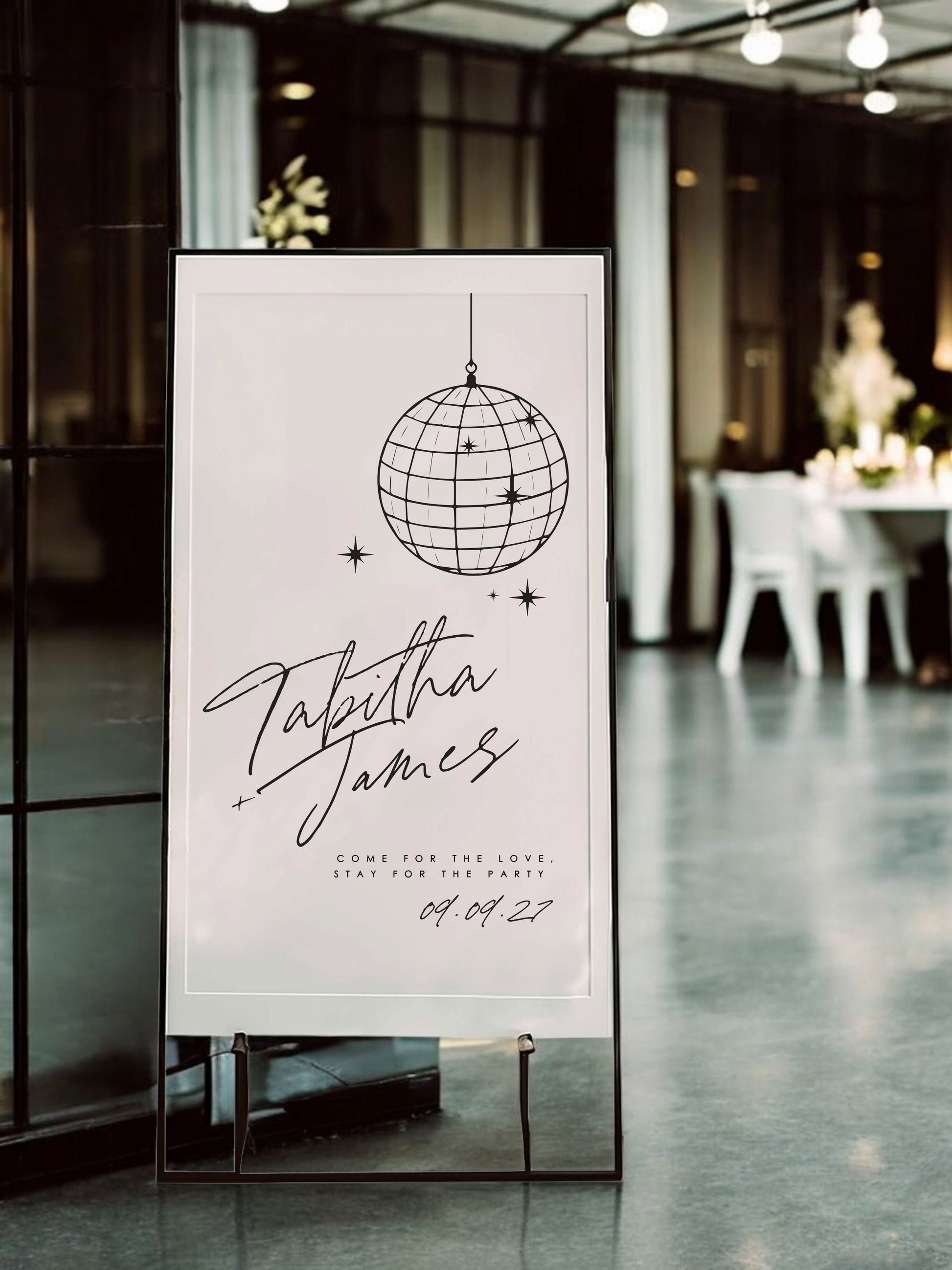 Tabitha | Disco Ball Welcome Sign - Ivy and Gold Wedding Stationery