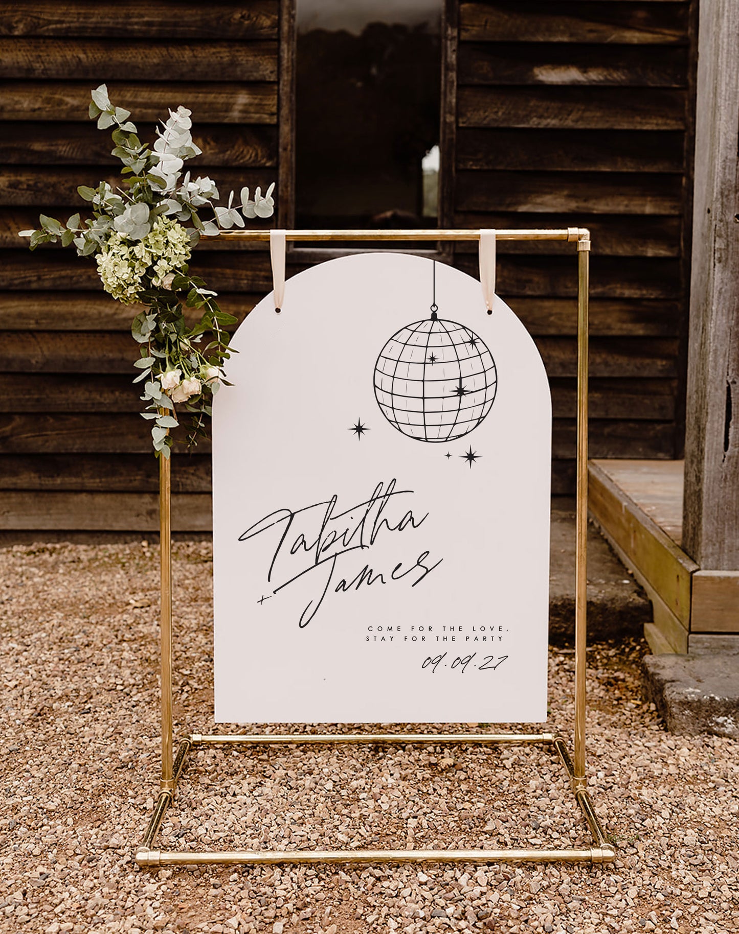 Tabitha | Disco Ball Welcome Sign - Ivy and Gold Wedding Stationery