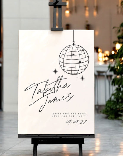 Tabitha | Disco Ball Welcome Sign - Ivy and Gold Wedding Stationery