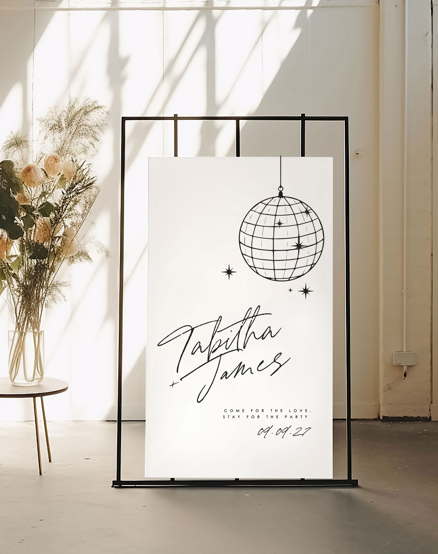 Tabitha | Disco Ball Welcome Sign - Ivy and Gold Wedding Stationery