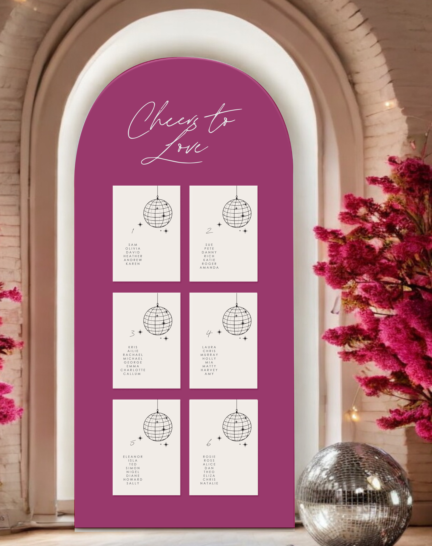 Tabitha | Disco Seating Plan Card - Ivy and Gold Wedding Stationery -  