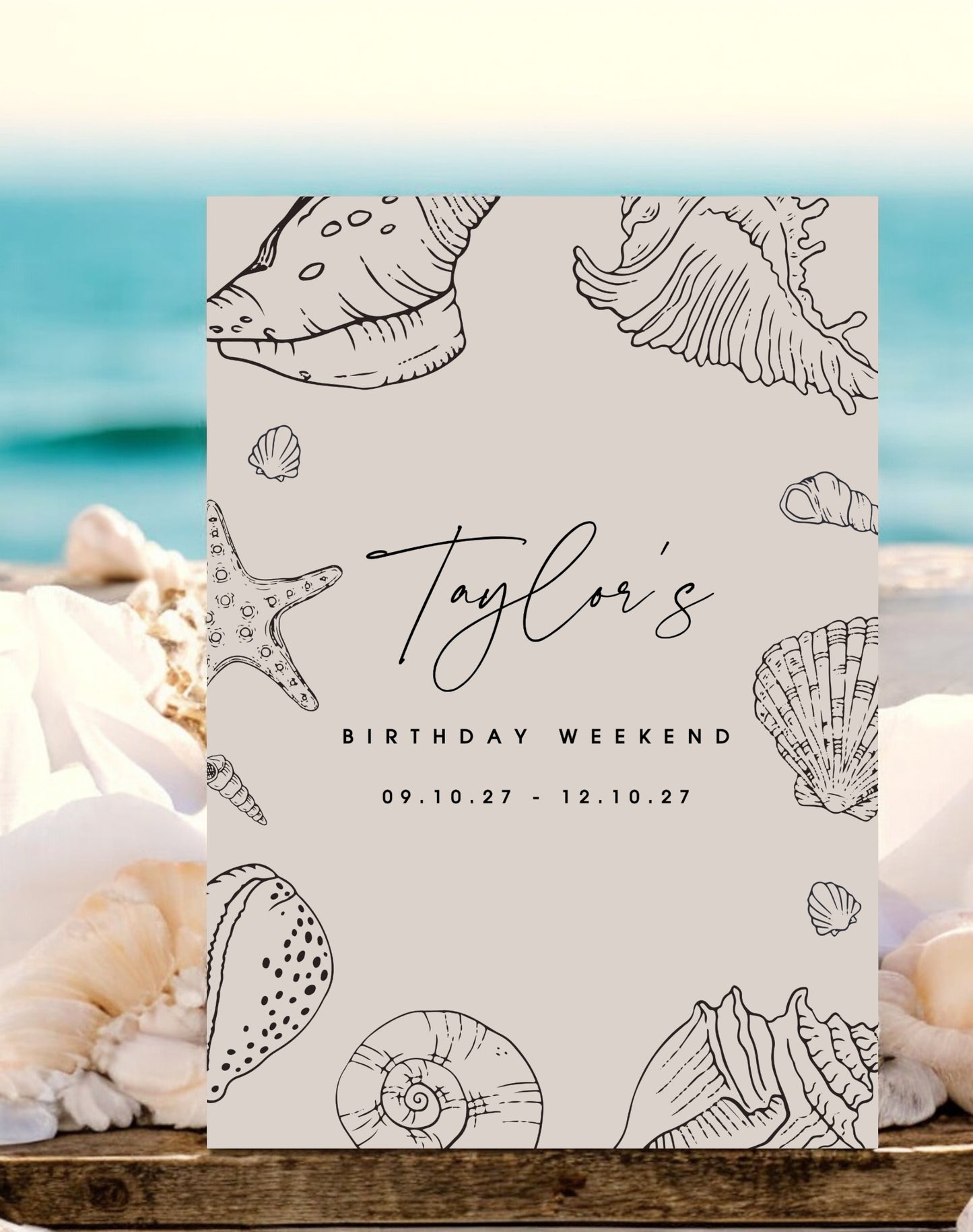 Taylor Shell Birthday Party Welcome Sign - Ivy and Gold Wedding Stationery