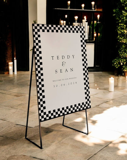 Teddy | Checker Board Welcome Sign - Ivy and Gold Wedding Stationery