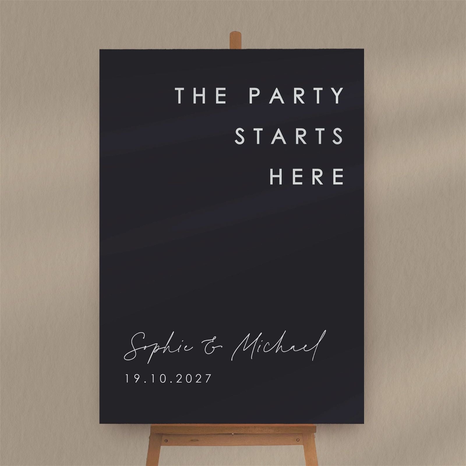 The Party Starts Here Sign  Ivy and Gold Wedding Stationery   