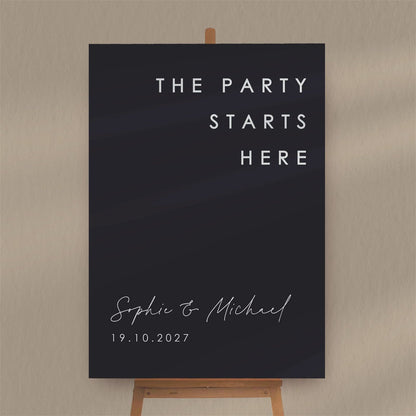 The Party Starts Here Sign  Ivy and Gold Wedding Stationery   