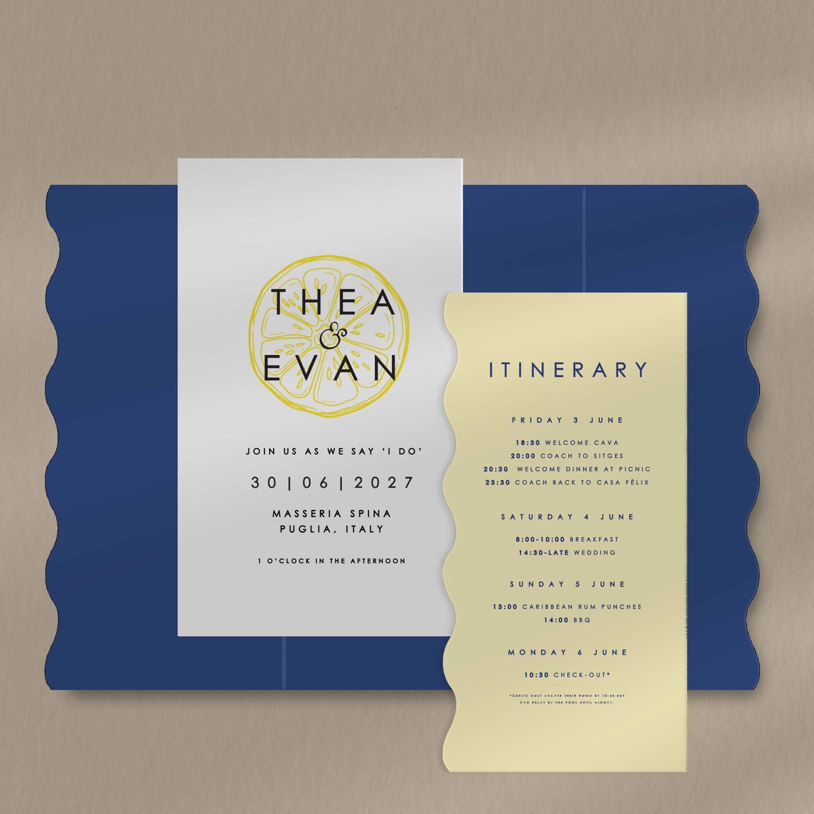 Thea | Italian Wedding Invitations - Ivy and Gold Wedding Stationery -  