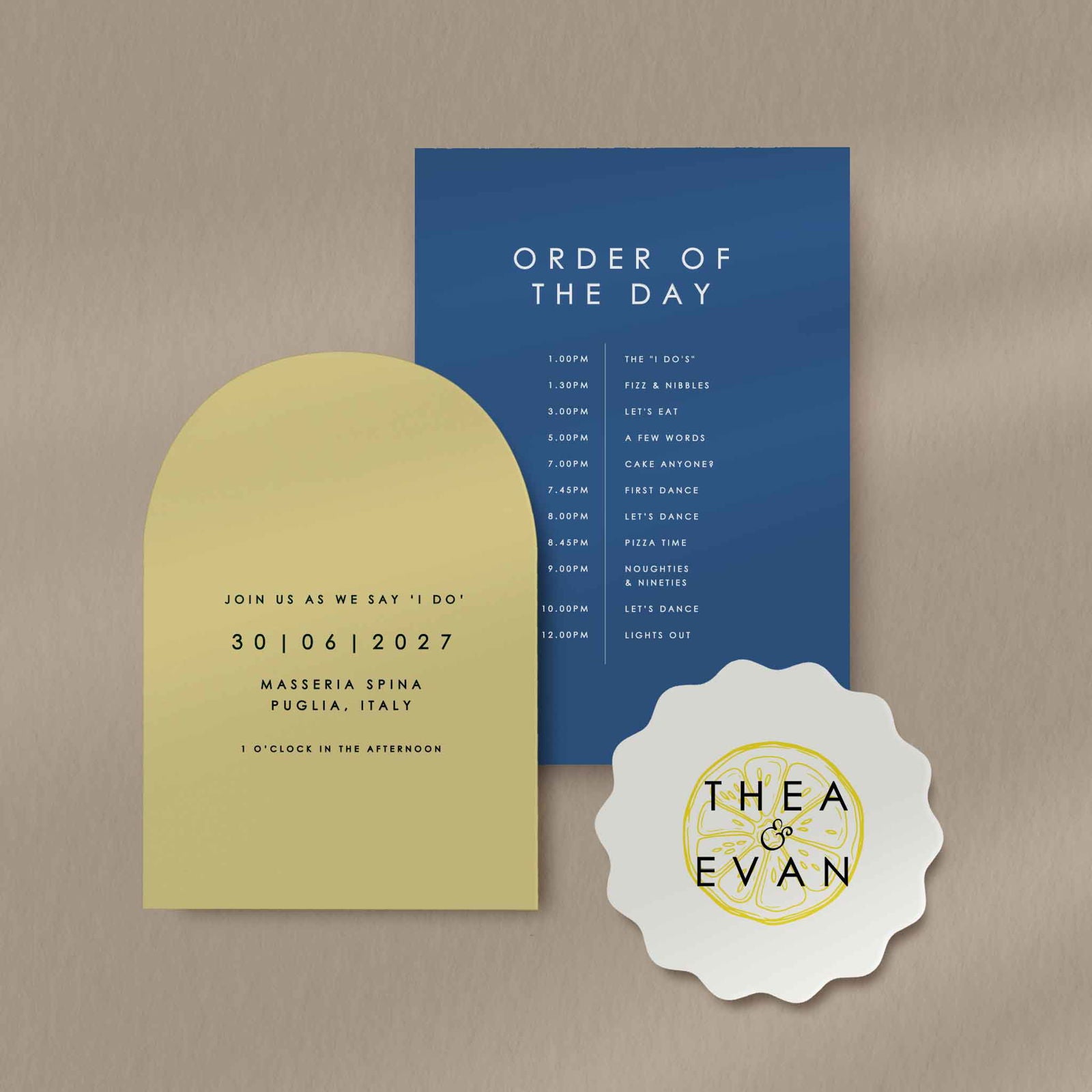 Thea | Italian Wedding Invitations - Ivy and Gold Wedding Stationery -  