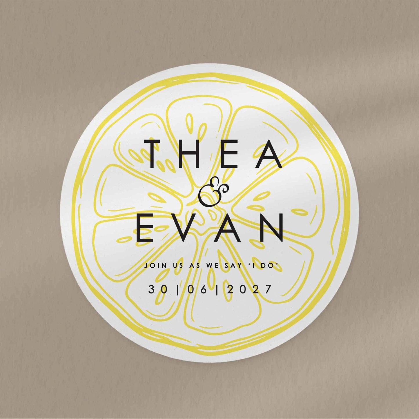 Thea | Lemon Save The Date  Ivy and Gold Wedding Stationery   