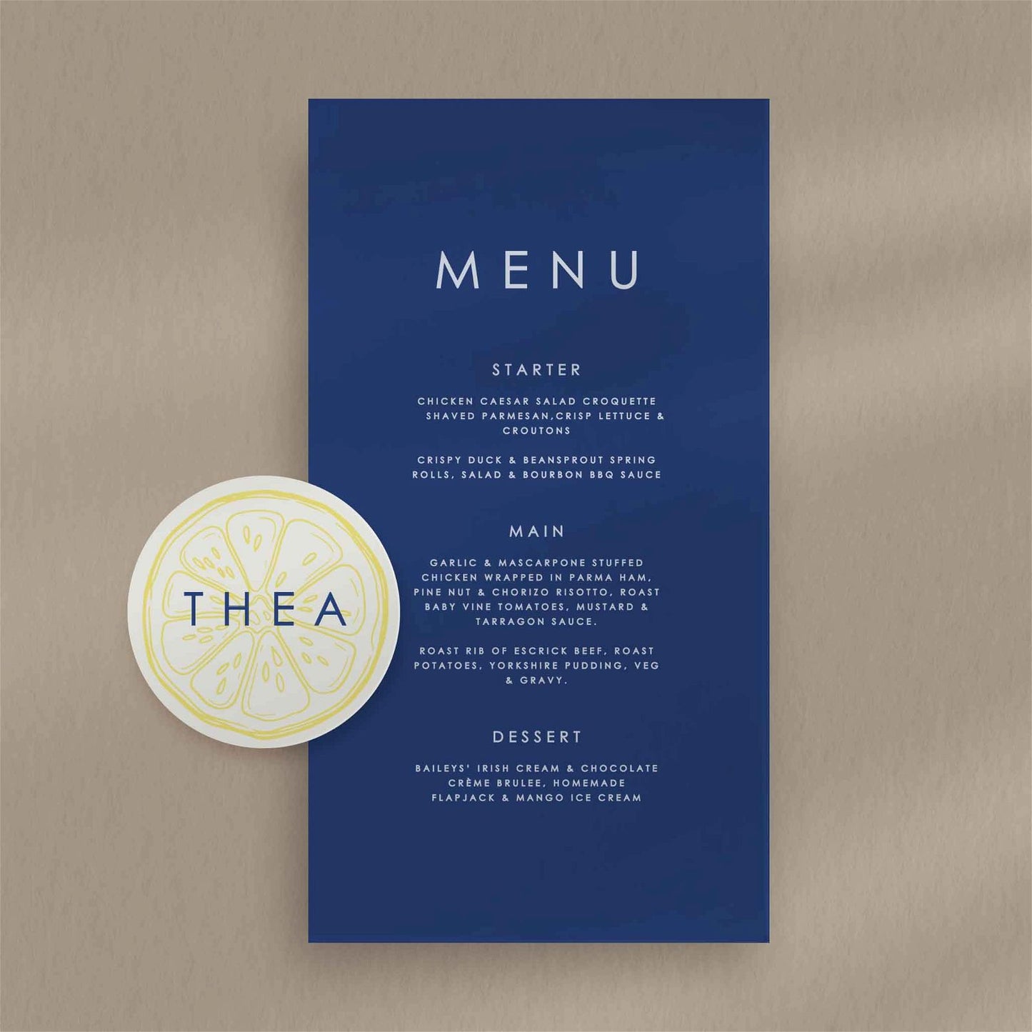 Thea Menu  Ivy and Gold Wedding Stationery   