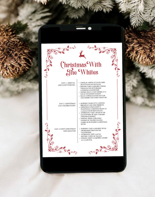 Traditional Christmas Itinerary Card Digital Template