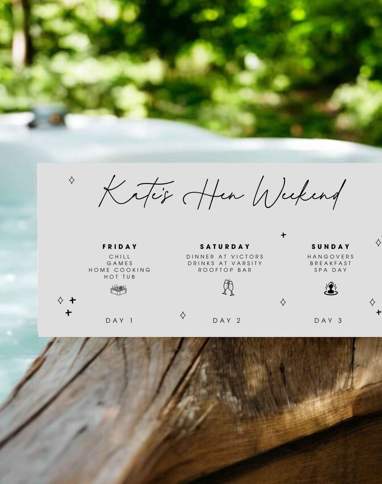 Hen Party Itinerary Voucher - Ivy and Gold Wedding Stationery