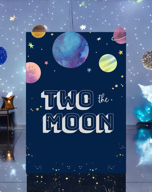 Two The Moon Birthday Party Welcome Sign - Ivy and Gold Wedding Stationery