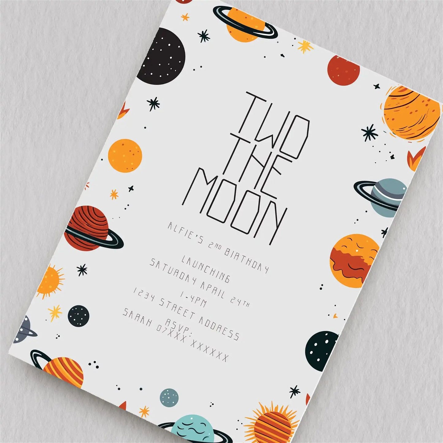Two The Moon Birthday Invitation  Ivy and Gold Wedding Stationery   