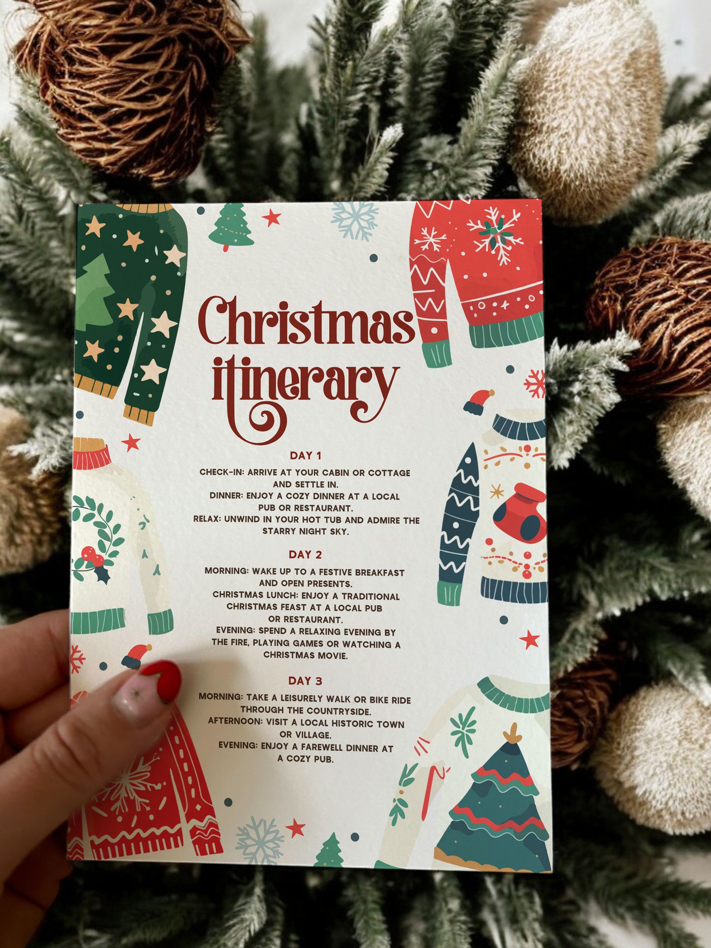 Ugly Sweater Christmas Itinerary - Ivy and Gold Wedding Stationery