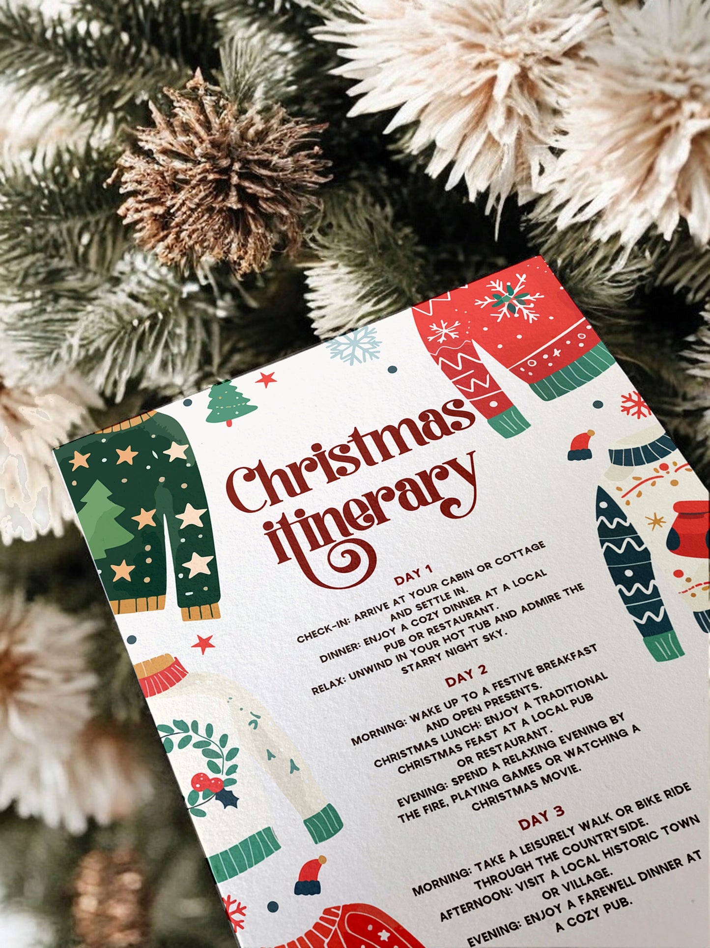 Ugly Sweater Christmas Itinerary - Ivy and Gold Wedding Stationery