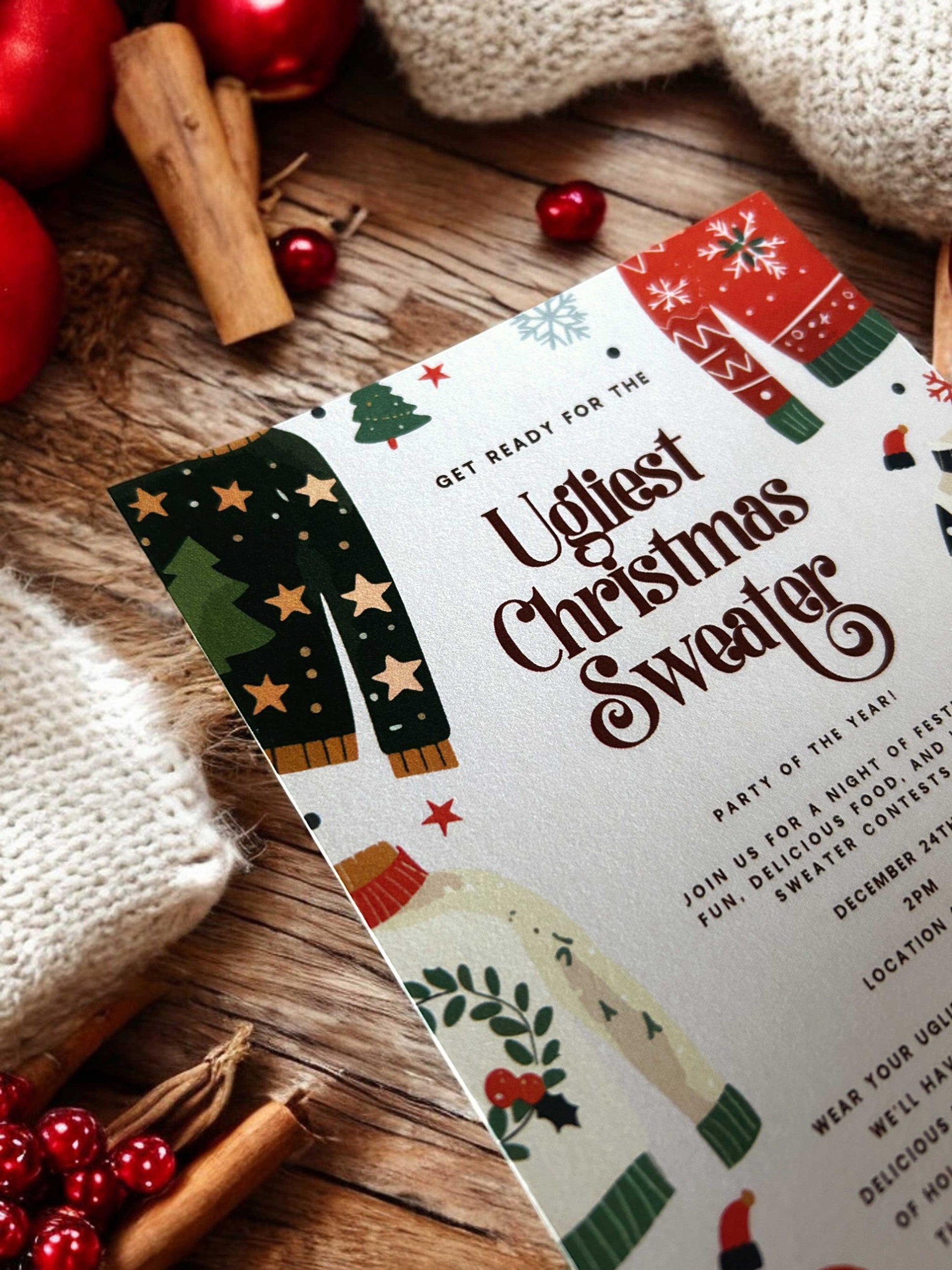 Ugly Sweater Christmas Party Invitation - Ivy and Gold Wedding Stationery