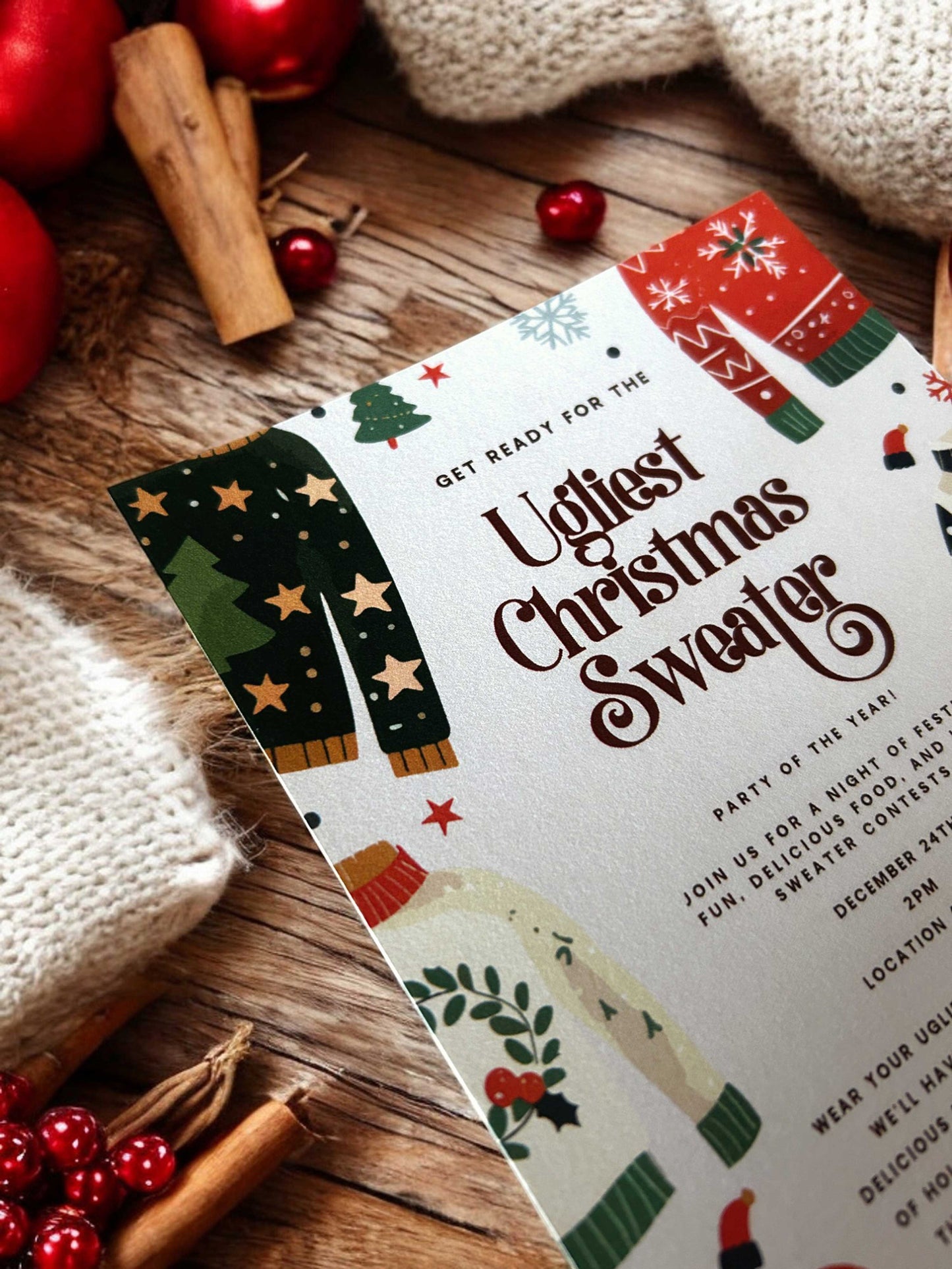 Ugly Sweater Christmas Party Invitation Template