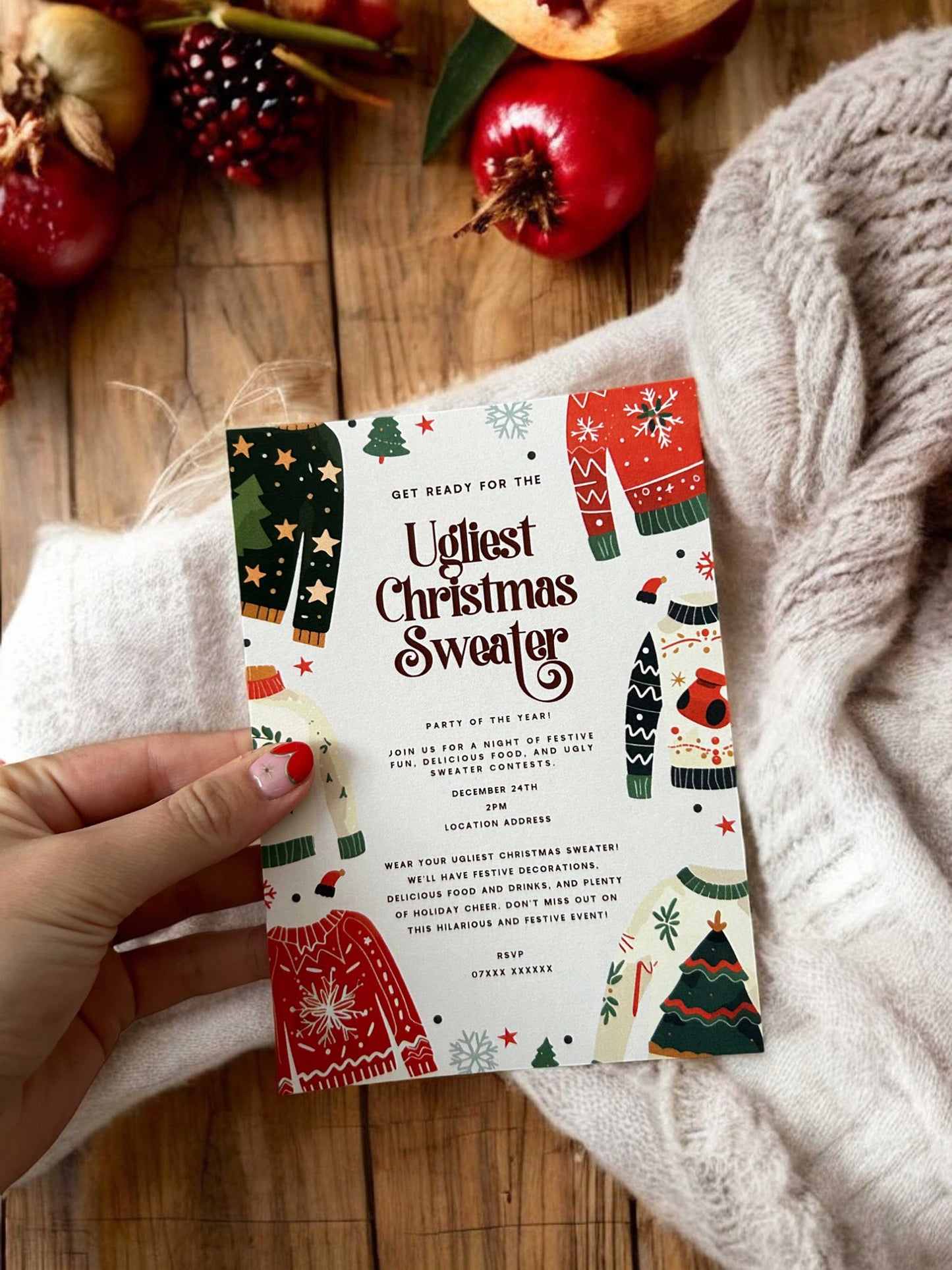 Ugly Sweater Christmas Party Invitation - Ivy and Gold Wedding Stationery