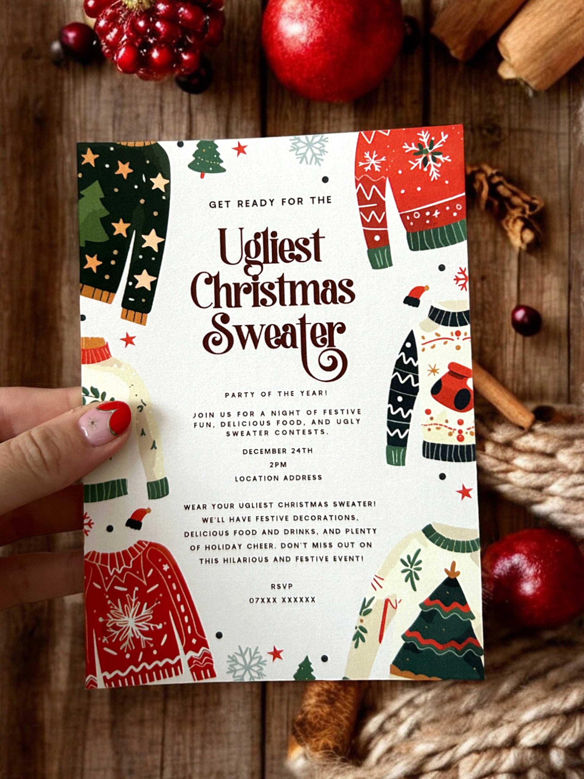 Ugly Sweater Christmas Party Invitation - Ivy and Gold Wedding Stationery