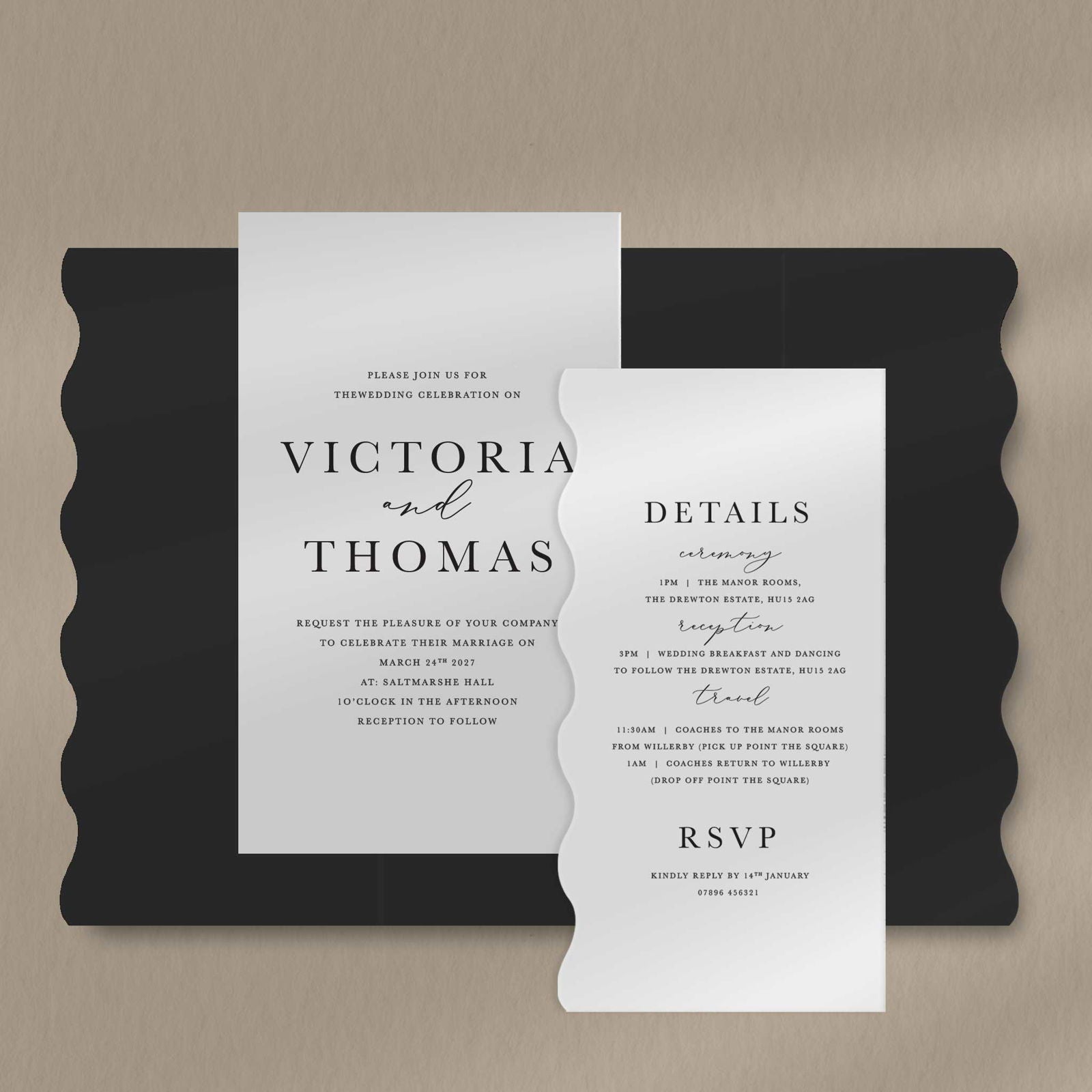 Victoria | Formal Wedding Invitations - Ivy and Gold Wedding Stationery -  