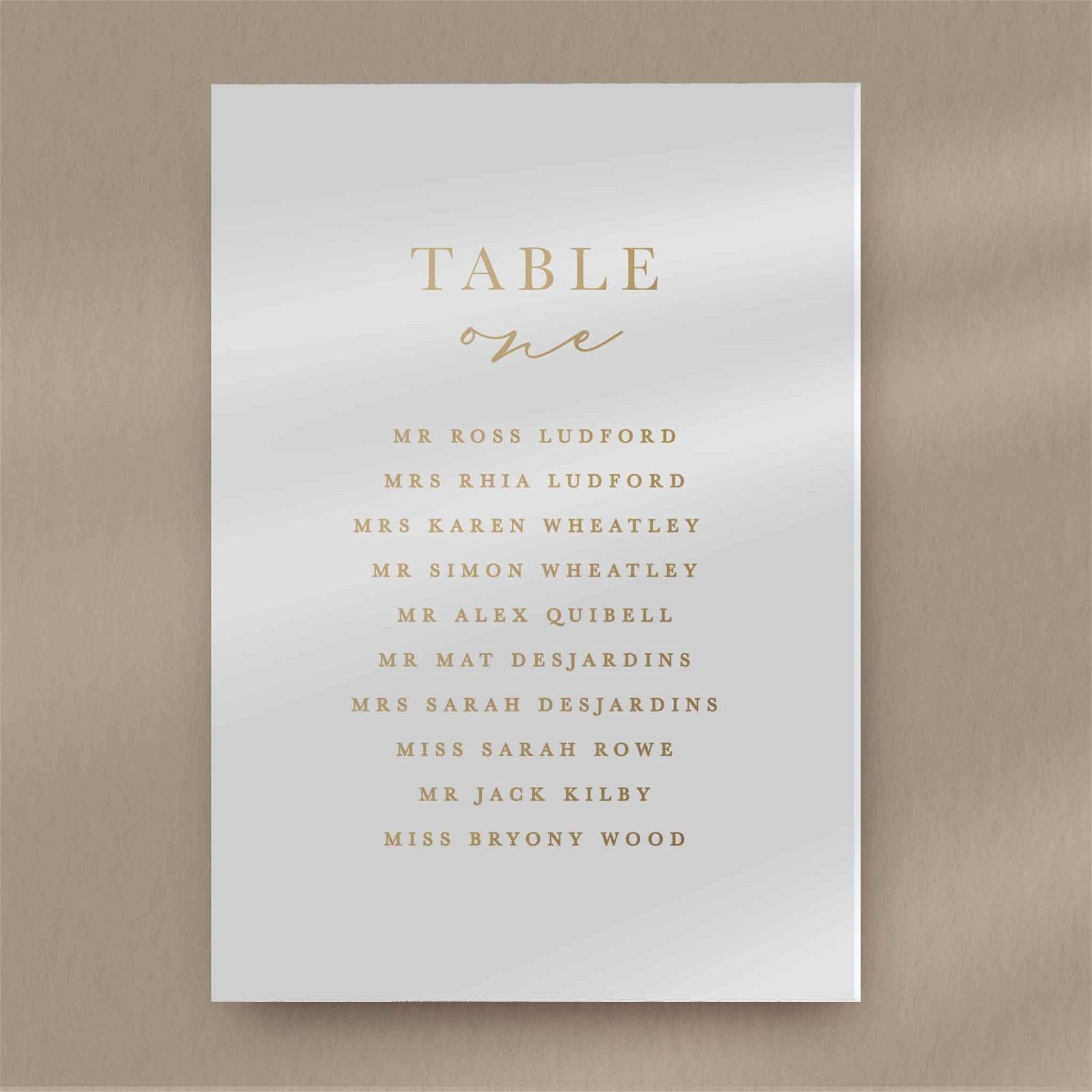 Victoria Seating Plan Card  Ivy and Gold Wedding Stationery   