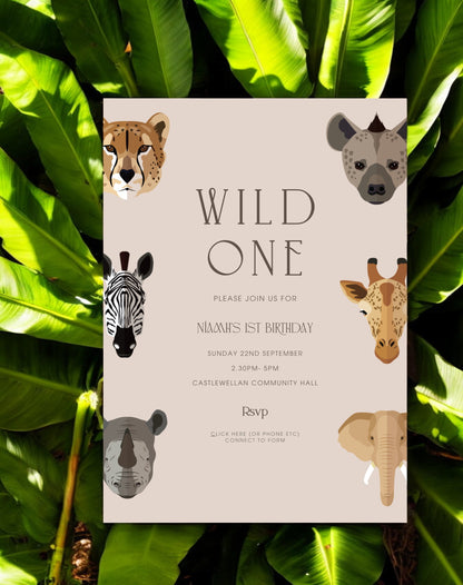 Wild One Birthday Invitation - Ivy and Gold Wedding Stationery