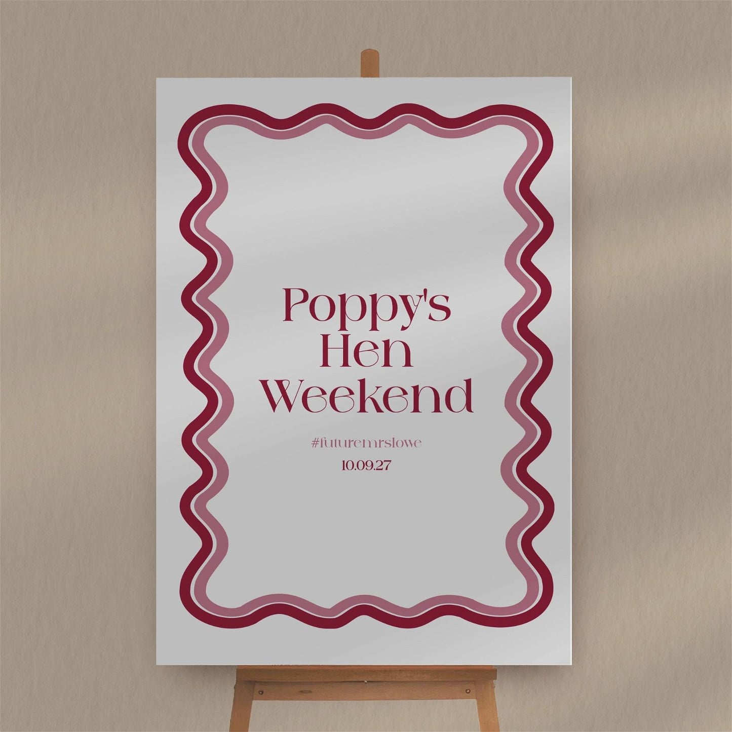 Wavy Hen Party Sign  Ivy and Gold Wedding Stationery   