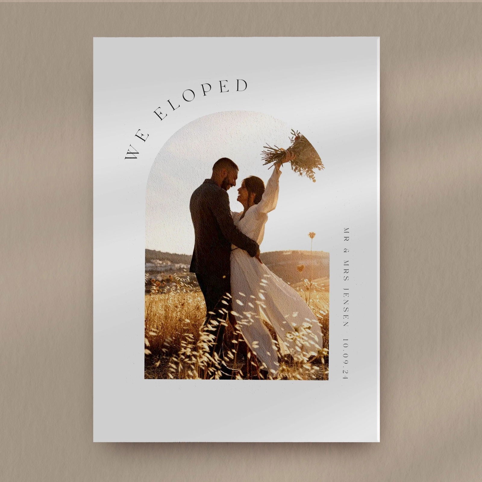 We Eloped Reception Invitation  Ivy and Gold Wedding Stationery   