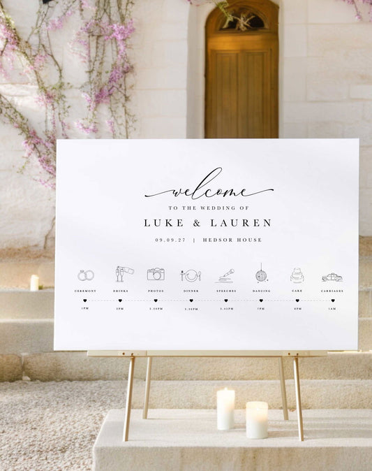 Wedding Day Timeline Sign - Ivy and Gold Wedding Stationery -  