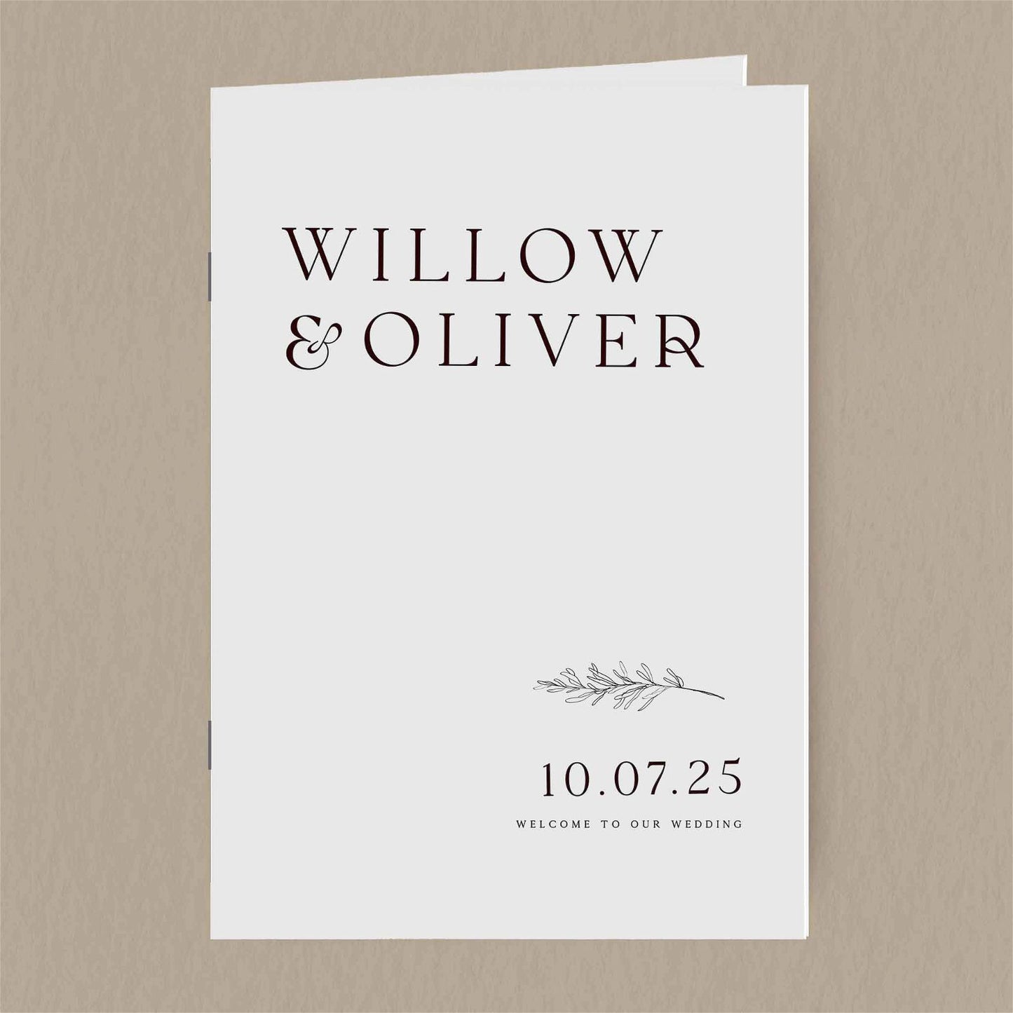 Willow Order Of Service  Ivy and Gold Wedding Stationery   