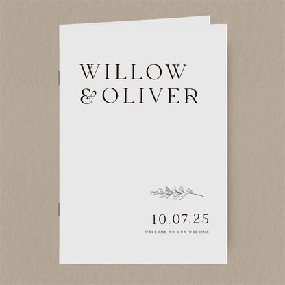 Willow Order Of Service  Ivy and Gold Wedding Stationery   