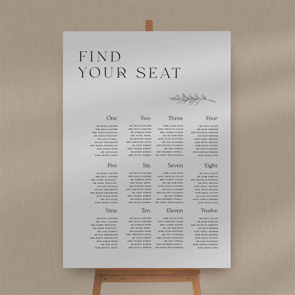 Willow Seating Plan  Ivy and Gold Wedding Stationery   