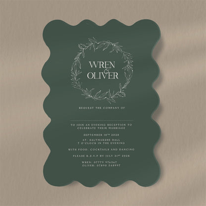 Wren Evening Invitation  Ivy and Gold Wedding Stationery   