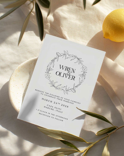 Wren | Fall Wedding Invitations - Ivy and Gold Wedding Stationery -  