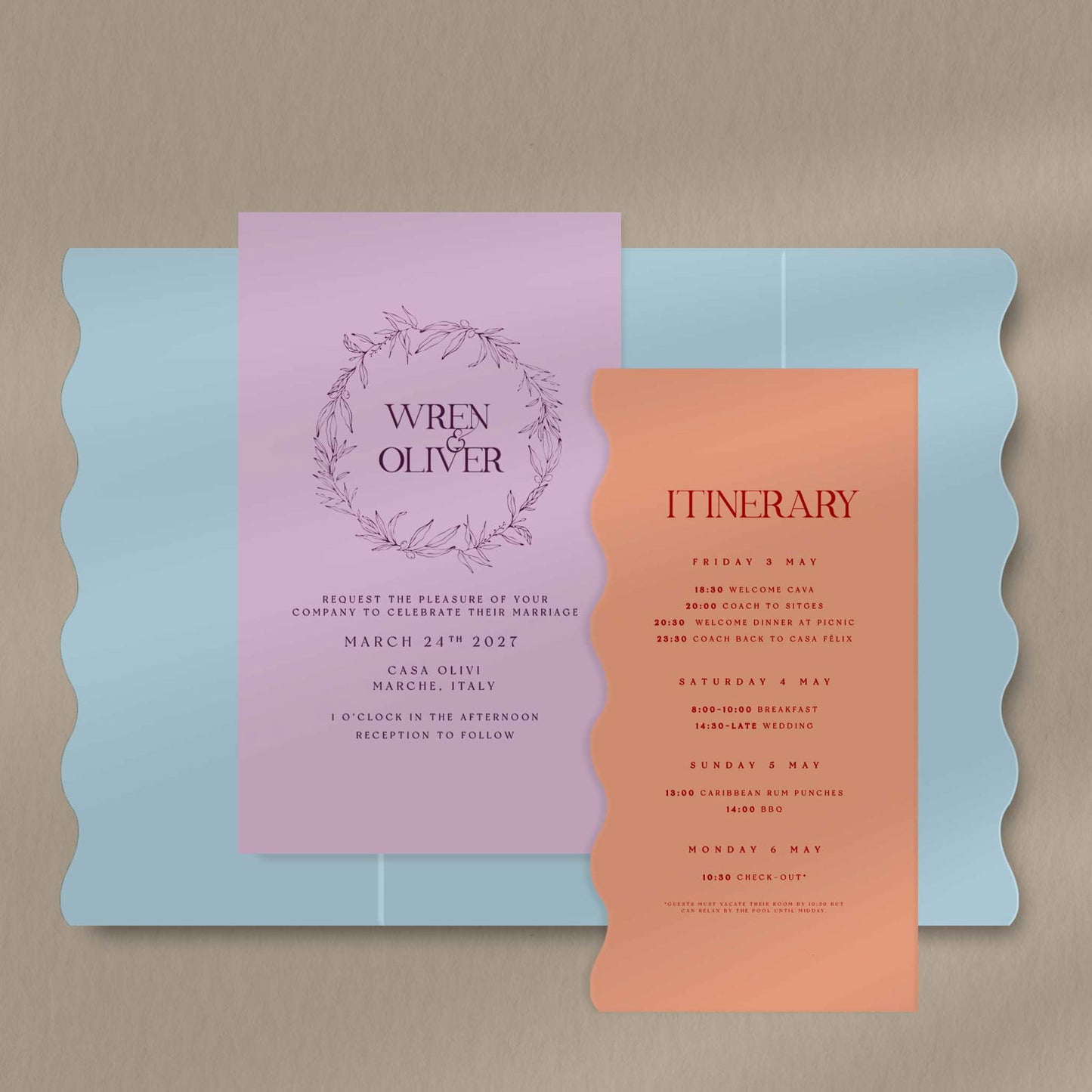 Wren | Fall Wedding Invitations - Ivy and Gold Wedding Stationery -  