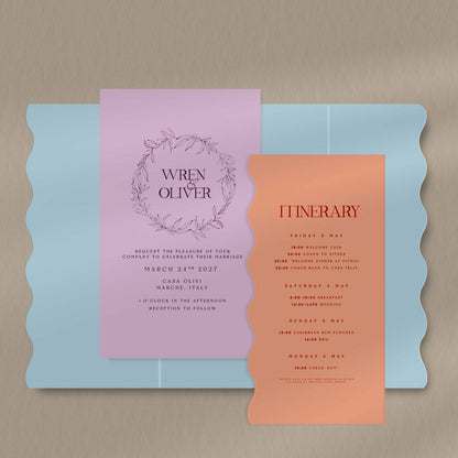 Wren | Fall Wedding Invitations - Ivy and Gold Wedding Stationery -  