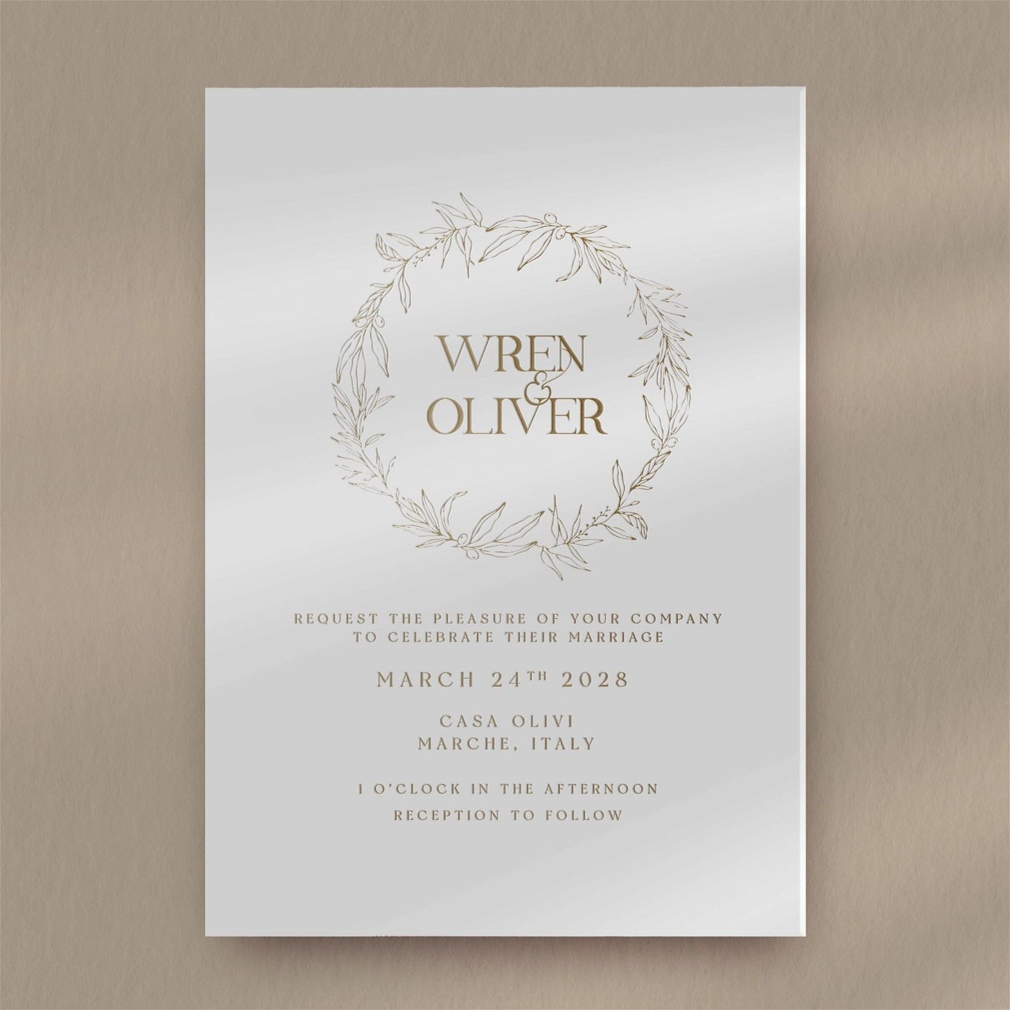 Wren | Fall Wedding Invitations  Ivy and Gold Wedding Stationery   