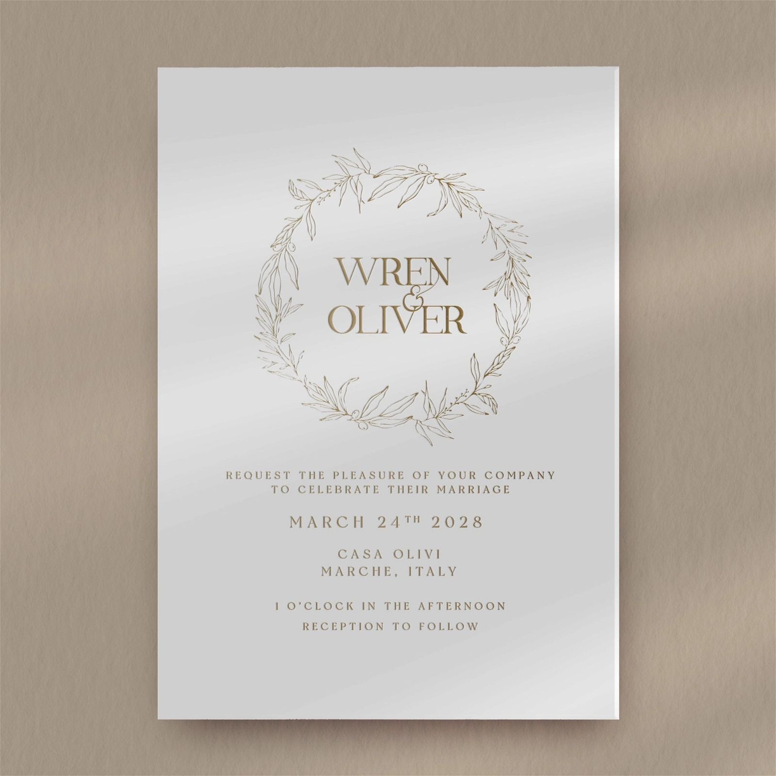 Wren | Fall Wedding Invitations  Ivy and Gold Wedding Stationery   