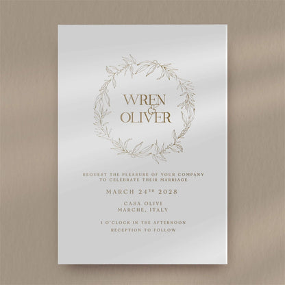 Wren | Fall Wedding Invitations  Ivy and Gold Wedding Stationery   