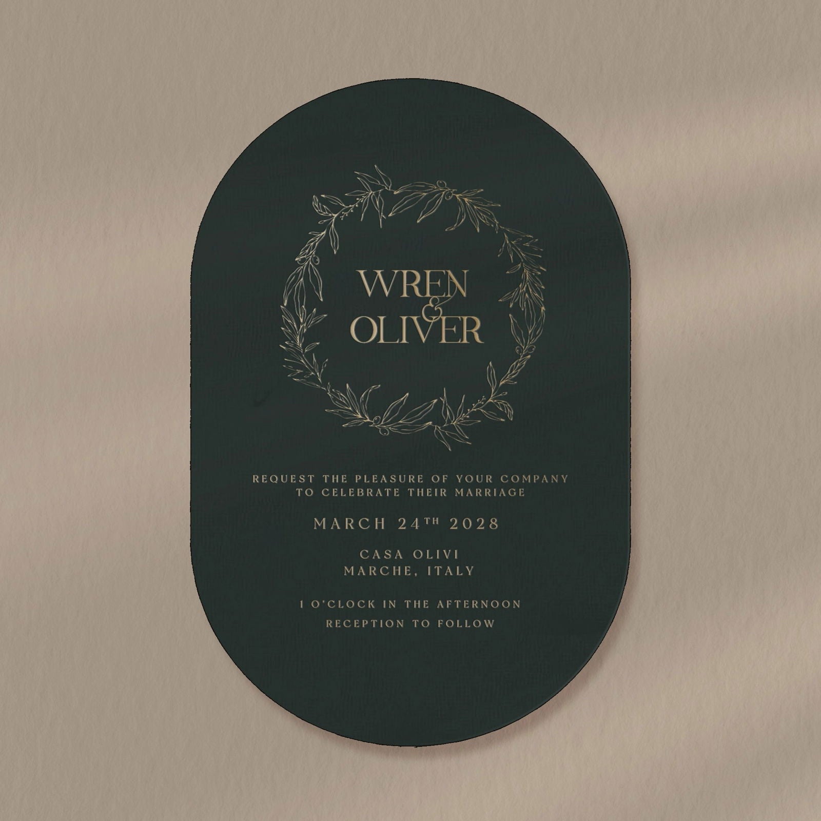 Wren | Fall Wedding Invitations  Ivy and Gold Wedding Stationery   