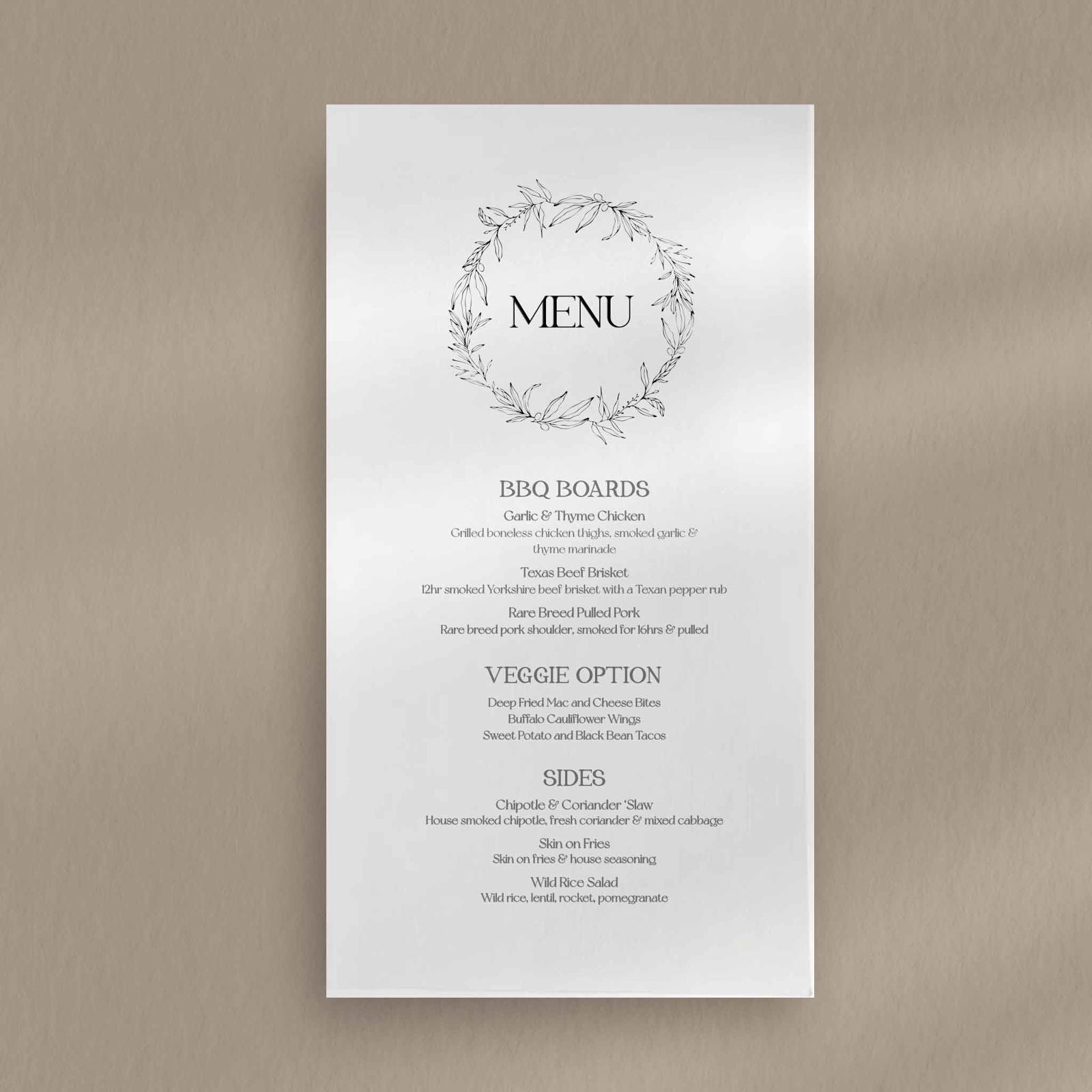 Wren Menu  Ivy and Gold Wedding Stationery   